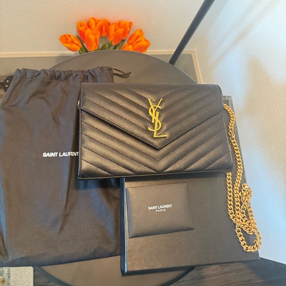 Yves Saint Laurent Handbags - Saint Laurent Medium Monogram Matelasse Leather Wallet-
On-Chain YSL
